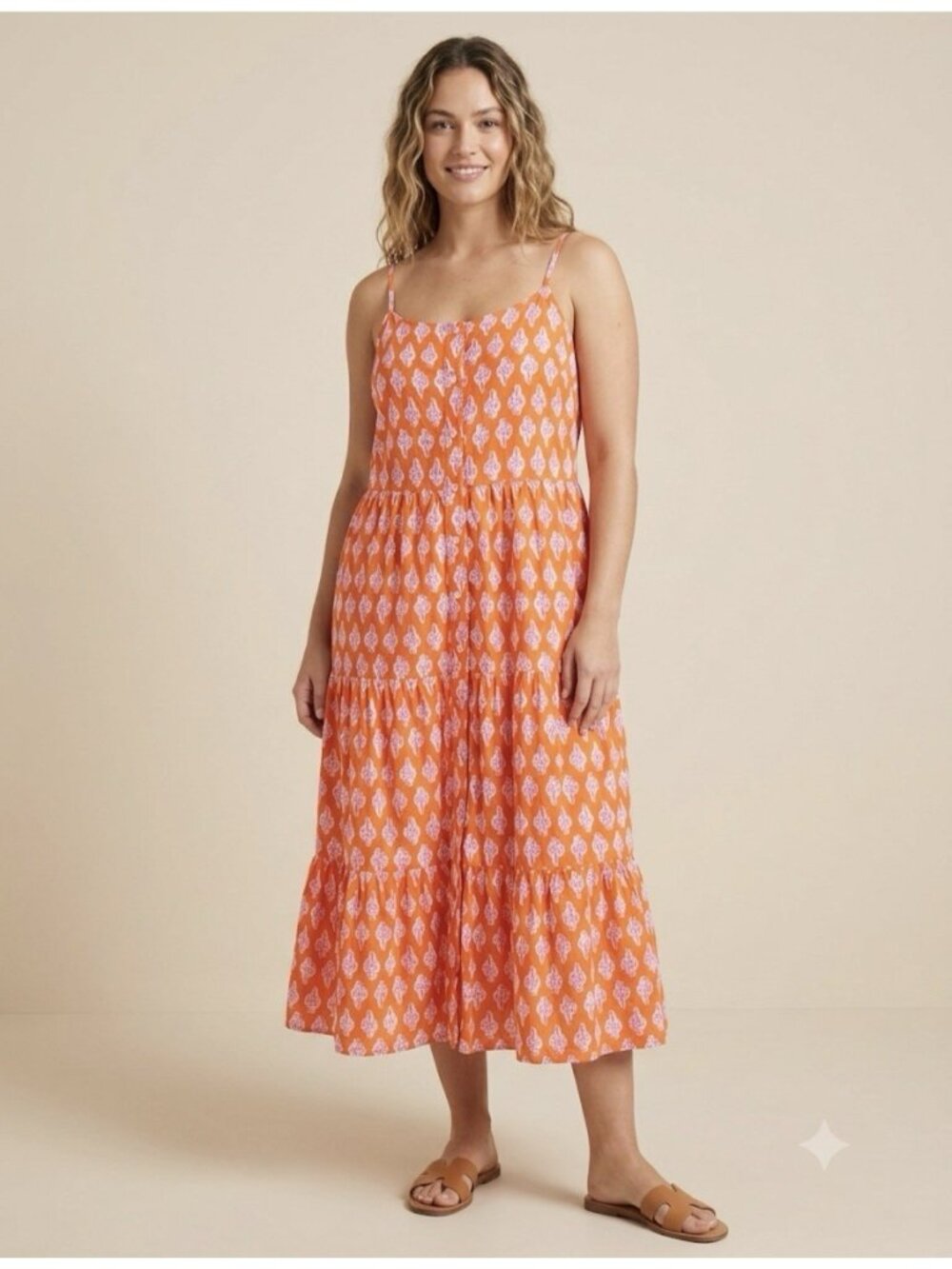 J. CREW Women’s Midi Boho Floral Preppy Pockets Size 12 Orange Print Dress